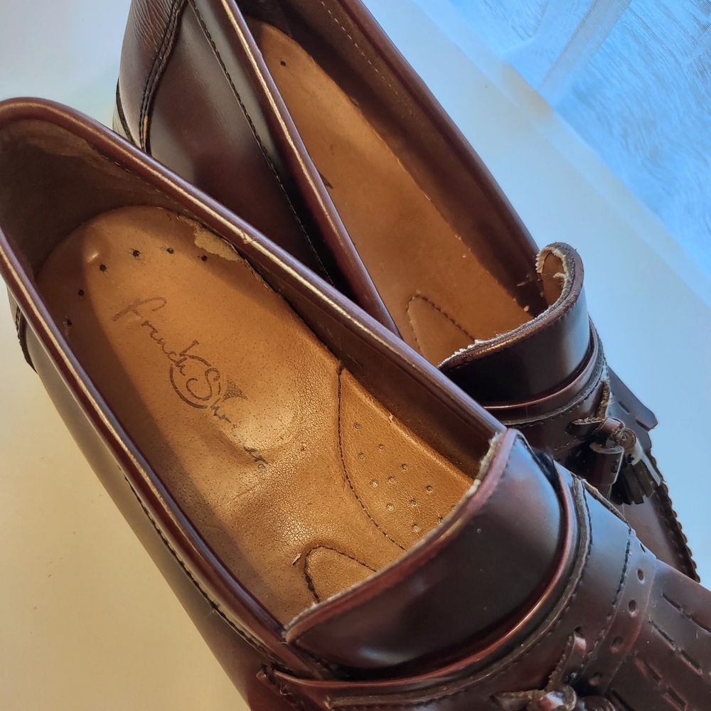 French Shriner Burgundy Tassel Loafers Men's 9W - Picture 6 of 8